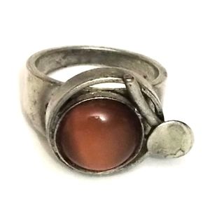 Christophe Poly Chrono Designs Modernist Silver Aluminum and Glass Ring Size 6.5